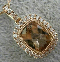 1.41CT DIAMOND & AAA MORGANITE 14KT ROSE GOLD HALO FILIGREE RECTANGULAR PENDANT