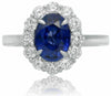 GIA CERTIFIED 3.62CT DIAMOND & AAA SAPPHIRE 14KT WHITE GOLD HALO ENGAGEMENT RING
