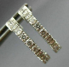 ESTATE 1.40CT DIAMOND 14KT WHITE GOLD DOUBLE SIDED HOOP HUGGIE EARRINGS #16569