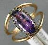 LARGE 1.47CT CHOCOLATE FANCY DIAMOND & AAA AMETHYST 14KT ROSE & BLACK GOLD RING