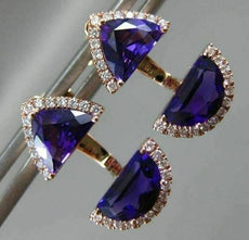 1.25CT DIAMOND & AAA AMETHYST 14KT ROSE GOLD SEMI MOON ILLUSION HANGING EARRINGS
