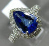 LARGE 2.75CT DIAMOND & AAA PEAR SHAPE TANZANITE 14KT WHITE GOLD ENGAGEMENT RING