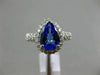 LARGE 2.75CT DIAMOND & AAA PEAR SHAPE TANZANITE 14KT WHITE GOLD ENGAGEMENT RING