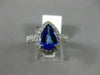 LARGE 2.75CT DIAMOND & AAA PEAR SHAPE TANZANITE 14KT WHITE GOLD ENGAGEMENT RING