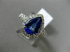 LARGE 2.75CT DIAMOND & AAA PEAR SHAPE TANZANITE 14KT WHITE GOLD ENGAGEMENT RING