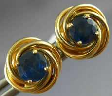ANTIQUE .70CT AAA SAPPHIRE 14KT YELLOW GOLD 3D CLASSIC LOVE KNOT EARRINGS #22622