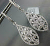 1.80CT DIAMOND 18KT WHITE GOLD TEAR DROP FILIGREE CRISS CROSS HANGING EARRINGS