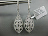 1.80CT DIAMOND 18KT WHITE GOLD TEAR DROP FILIGREE CRISS CROSS HANGING EARRINGS