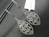 1.80CT DIAMOND 18KT WHITE GOLD TEAR DROP FILIGREE CRISS CROSS HANGING EARRINGS