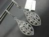 1.80CT DIAMOND 18KT WHITE GOLD TEAR DROP FILIGREE CRISS CROSS HANGING EARRINGS
