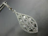 1.80CT DIAMOND 18KT WHITE GOLD TEAR DROP FILIGREE CRISS CROSS HANGING EARRINGS