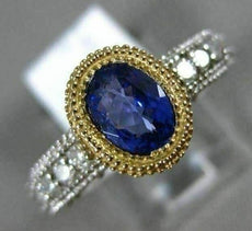 1.15CT DIAMOND & AAA OVAL TANZANITE 14KT 2 TONE GOLD 3D FILIGREE ENGAGEMENT RING