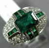 WIDE 2.20CT DIAMOND & AAA EMERALD 14KT WHITE GOLD 3D SEMI BEZEL ANNIVERSARY RING