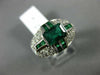 WIDE 2.20CT DIAMOND & AAA EMERALD 14KT WHITE GOLD 3D SEMI BEZEL ANNIVERSARY RING