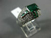 WIDE 2.20CT DIAMOND & AAA EMERALD 14KT WHITE GOLD 3D SEMI BEZEL ANNIVERSARY RING