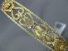 WIDE 1.79CT DIAMOND 18K YELLOW GOLD 3D MULTI HEART OPEN FILIGREE BANGLE BRACELET