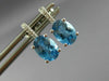 ESTATE 2.02CT DIAMOND & AAA BLUE TOPAZ 14KT WHITE GOLD 3D OVAL HANGING EARRINGS