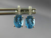 ESTATE 2.02CT DIAMOND & AAA BLUE TOPAZ 14KT WHITE GOLD 3D OVAL HANGING EARRINGS