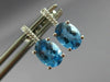ESTATE 2.02CT DIAMOND & AAA BLUE TOPAZ 14KT WHITE GOLD 3D OVAL HANGING EARRINGS