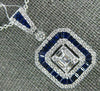 LARGE 2.40CT DIAMOND & AAA SAPPHIRE 18KT WHITE GOLD 3D ROUND & BAGUETTE PENDANT