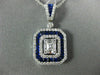 LARGE 2.40CT DIAMOND & AAA SAPPHIRE 18KT WHITE GOLD 3D ROUND & BAGUETTE PENDANT