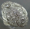 ANTIQUE WIDE .42CT DIAMOND 14KT WHITE GOLD 3D 3 STONE HALO FILIGREE RING #1330