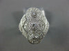 ANTIQUE WIDE .42CT DIAMOND 14KT WHITE GOLD 3D 3 STONE HALO FILIGREE RING #1330