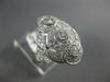 ANTIQUE WIDE .42CT DIAMOND 14KT WHITE GOLD 3D 3 STONE HALO FILIGREE RING #1330