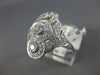 ANTIQUE WIDE .42CT DIAMOND 14KT WHITE GOLD 3D 3 STONE HALO FILIGREE RING #1330