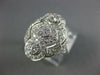 ANTIQUE WIDE .42CT DIAMOND 14KT WHITE GOLD 3D 3 STONE HALO FILIGREE RING #1330