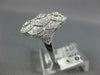 ANTIQUE WIDE .42CT DIAMOND 14KT WHITE GOLD 3D 3 STONE HALO FILIGREE RING #1330
