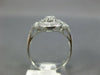 ANTIQUE WIDE .42CT DIAMOND 14KT WHITE GOLD 3D 3 STONE HALO FILIGREE RING #1330