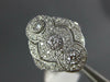 ANTIQUE WIDE .42CT DIAMOND 14KT WHITE GOLD 3D 3 STONE HALO FILIGREE RING #1330