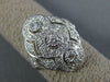 ANTIQUE WIDE .42CT DIAMOND 14KT WHITE GOLD 3D 3 STONE HALO FILIGREE RING #1330