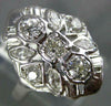 ANTIQUE WIDE .78CT DIAMOND 14KT WHITE GOLD ROUND & MARQUISE FILIGREE RING #565