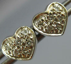 ESTATE .24CT DIAMOND 14K WHITE GOLD ROUND CLASSIC PAVE HEART LOVE EARRINGS #1790