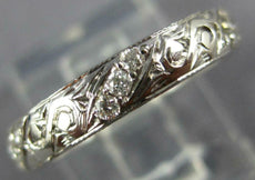ANTIQUE .36CT DIAMOND 18KT WHITE GOLD FILIGREE ETERNITY ANNIVERSARY RING #1206