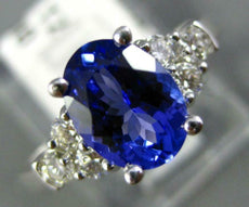 1.62CT DIAMOND & AAA TANZANITE 14KT WHITE GOLD OVAL & ROUND ENGAGEMENT RING
