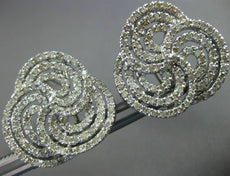 LARGE 2.33CT DIAMOND 18KT WHITE GOLD 3D MULTI ROW SWIRL FLOWER CLIP ON EARRINGS