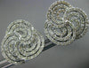 LARGE 2.33CT DIAMOND 18KT WHITE GOLD 3D MULTI ROW SWIRL FLOWER CLIP ON EARRINGS