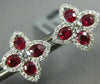 ESTATE 2.19CT DIAMOND & AAA RUBY 18KT WHITE GOLD 3D FLOWER CLASSIC STUD EARRINGS