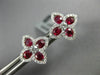 ESTATE 2.19CT DIAMOND & AAA RUBY 18KT WHITE GOLD 3D FLOWER CLASSIC STUD EARRINGS