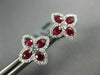 ESTATE 2.19CT DIAMOND & AAA RUBY 18KT WHITE GOLD 3D FLOWER CLASSIC STUD EARRINGS