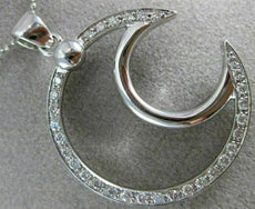 ANTIQUE LARGE .80CT DIAMOND 14K WHITE GOLD OPEN CLASSIC HALF MOON PENDANT #16072