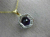 ESTATE 2.0CT DIAMOND & AMETHYST 14K TWO TONE GOLD 3D HEXAGON HALO FLOWER PENDANT