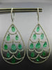 LARGE 9.11CT DIAMONDS & AAA EMERALD 18K WHITE GOLD 3D TEAR DROP HANGING EARRINGS