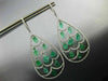 LARGE 9.11CT DIAMONDS & AAA EMERALD 18K WHITE GOLD 3D TEAR DROP HANGING EARRINGS