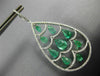 LARGE 9.11CT DIAMONDS & AAA EMERALD 18K WHITE GOLD 3D TEAR DROP HANGING EARRINGS