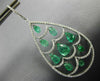 LARGE 9.11CT DIAMONDS & AAA EMERALD 18K WHITE GOLD 3D TEAR DROP HANGING EARRINGS