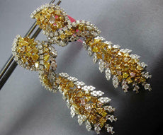 EXTRA LARGE 16.29CT WHITE & MULTI COLOR DIAMOND 18K 2 TONE GOLD HANGING EARRINGS